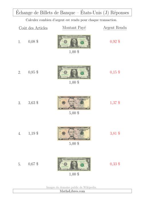 Échange de Billets de Banque Américains Jusqu'à 5 $ (J) page 2