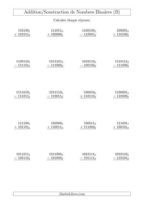 Addition et Soustraction des Nombres Binaires (Base 2) (B)