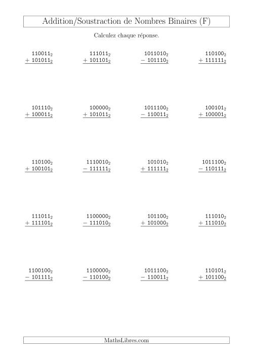 Addition et Soustraction des Nombres Binaires (Base 2) (F)