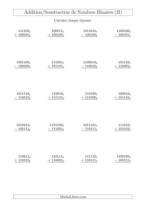 Addition et Soustraction des Nombres Binaires (Base 2) (H)