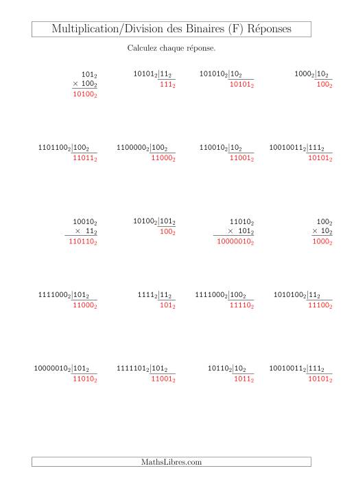 Multiplication et Division des Nombres Binaires (Base 2) (F) page 2