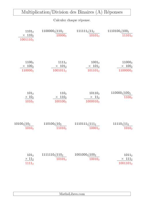 Multiplication et Division des Nombres Binaires (Base 2) (Tout) page 2