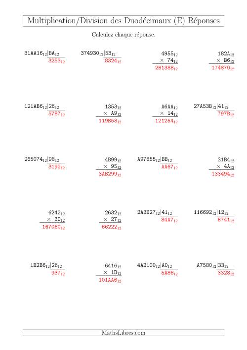 Multiplication et Division des Nombres Duodécimaux (Base 12) (E) page 2