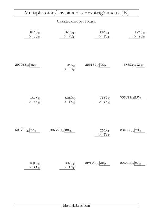 Multiplication et Division des Nombres Hexatrigésimaux (Base 36) (B)