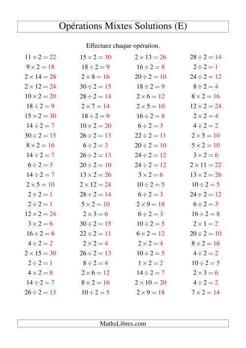Multiplication et division -- Règles de 2 (variation 1 à 15) (E) page 2