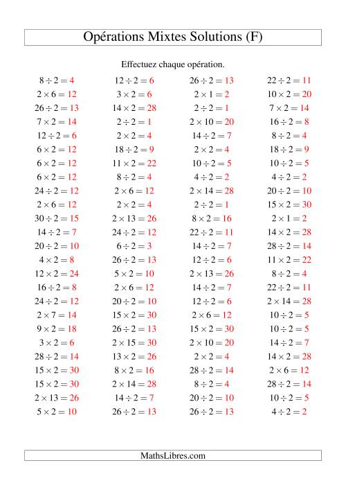 Multiplication et division -- Règles de 2 (variation 1 à 15) (F) page 2