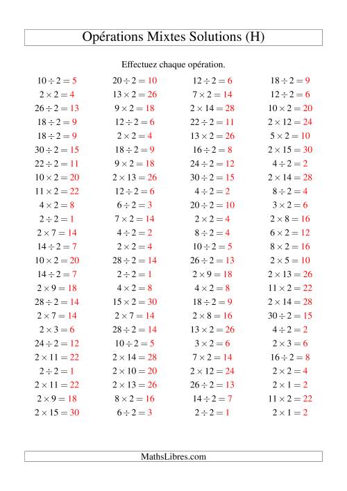 Multiplication et division -- Règles de 2 (variation 1 à 15) (H) page 2