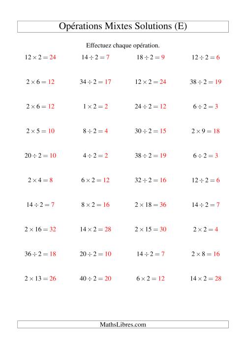 Multiplication et division -- Règles de 2 (variation 1 à 20) (E) page 2