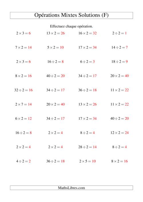 Multiplication et division -- Règles de 2 (variation 1 à 20) (F) page 2