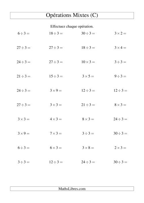 Multiplication et division -- Règles de 3 (variation 1 à 10) (C)