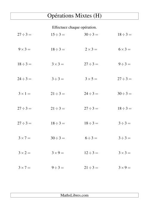 Multiplication et division -- Règles de 3 (variation 1 à 10) (H)