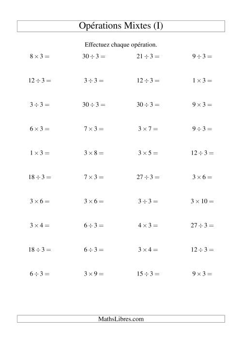 Multiplication et division -- Règles de 3 (variation 1 à 10) (I)