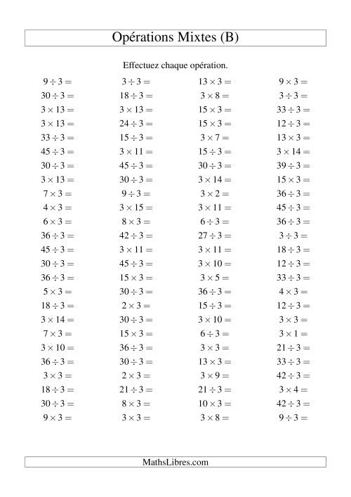 Multiplication et division -- Règles de 3 (variation 1 à 15) (B)