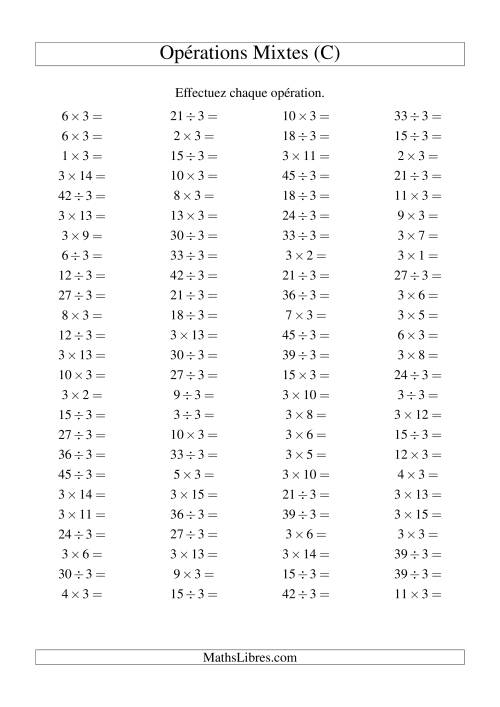 Multiplication et division -- Règles de 3 (variation 1 à 15) (C)