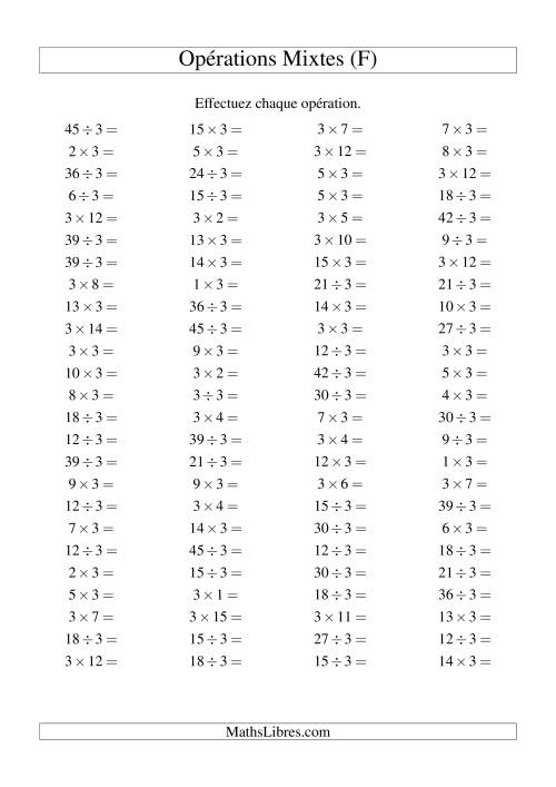 Multiplication et division -- Règles de 3 (variation 1 à 15) (F)