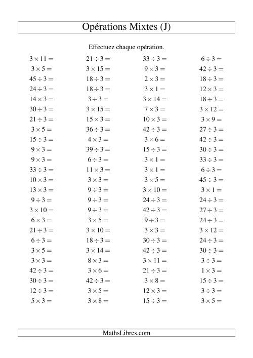 Multiplication et division -- Règles de 3 (variation 1 à 15) (J)