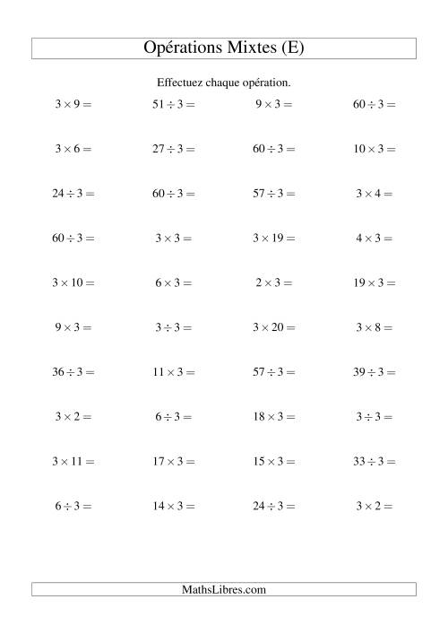 Multiplication et division -- Règles de 3 (variation 1 à 20) (E)