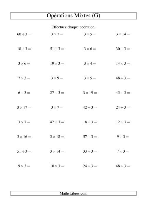 Multiplication et division -- Règles de 3 (variation 1 à 20) (G)