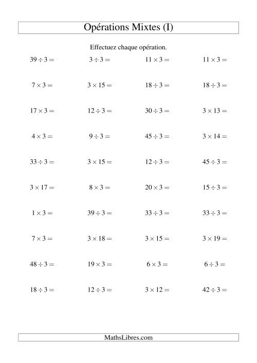 Multiplication et division -- Règles de 3 (variation 1 à 20) (I)