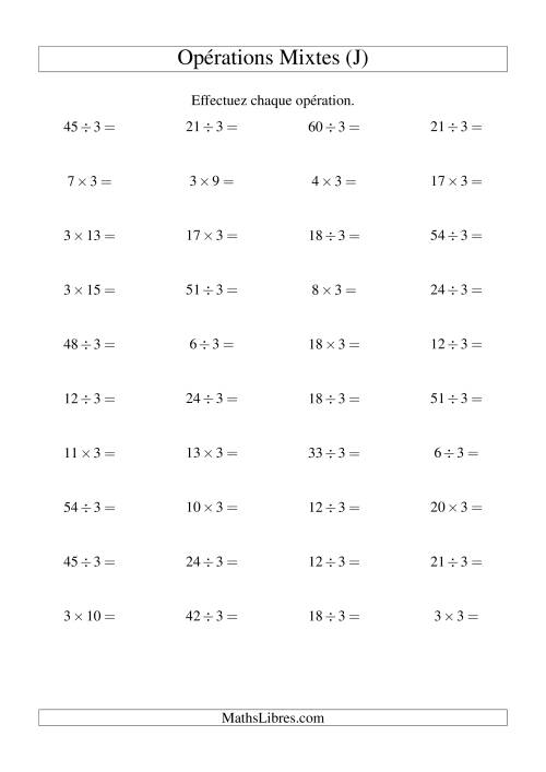 Multiplication et division -- Règles de 3 (variation 1 à 20) (J)