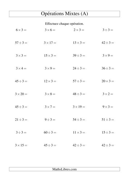 Multiplication et division -- Règles de 3 (variation 1 à 20) (Tout)