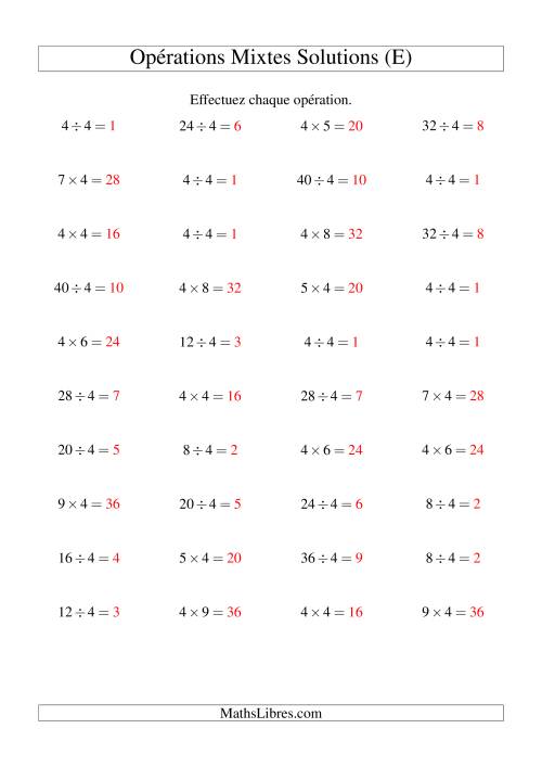 Multiplication et division -- Règles de 4 (variation 1 à 10) (E) page 2