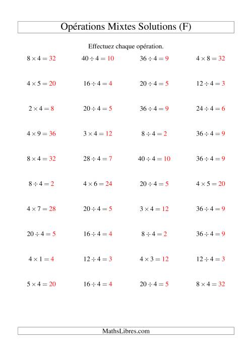 Multiplication et division -- Règles de 4 (variation 1 à 10) (F) page 2