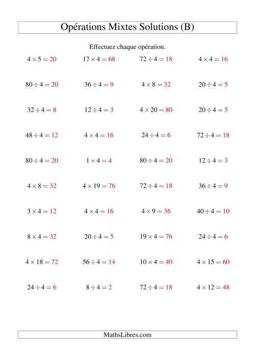 Multiplication et division -- Règles de 4 (variation 1 à 20) (B) page 2