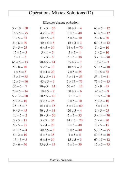 Multiplication et division -- Règles de 5 (variation 1 à 15) (D) page 2