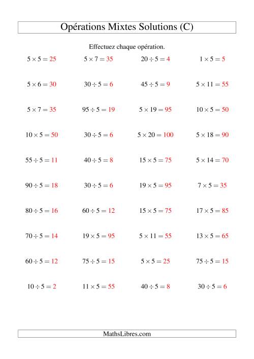 Multiplication et division -- Règles de 5 (variation 1 à 20) (C) page 2