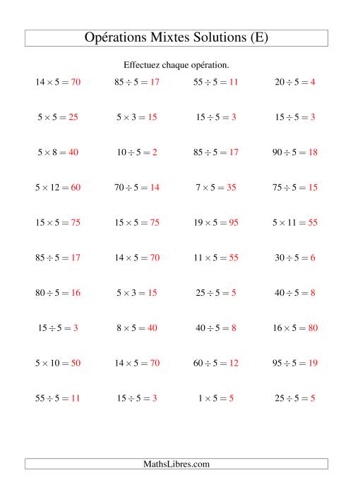 Multiplication et division -- Règles de 5 (variation 1 à 20) (E) page 2