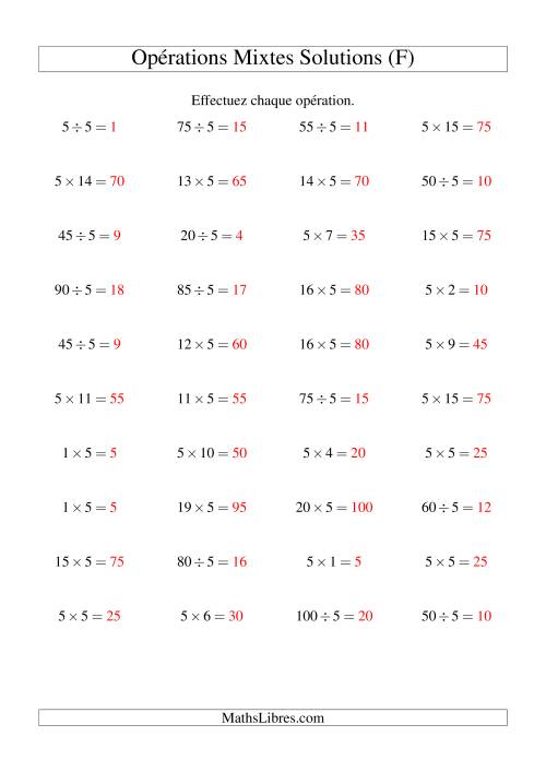 Multiplication et division -- Règles de 5 (variation 1 à 20) (F) page 2