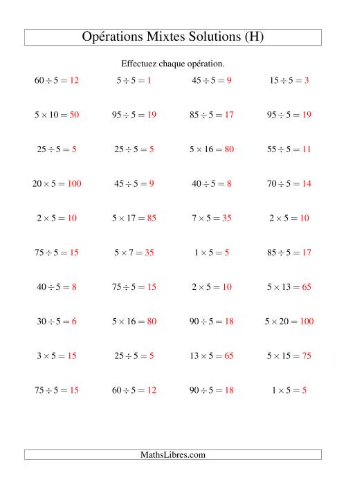 Multiplication et division -- Règles de 5 (variation 1 à 20) (H) page 2