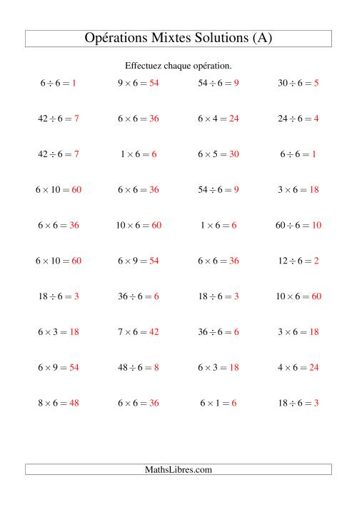 Multiplication et division -- Règles de 6 (variation 1 à 10) (A) page 2