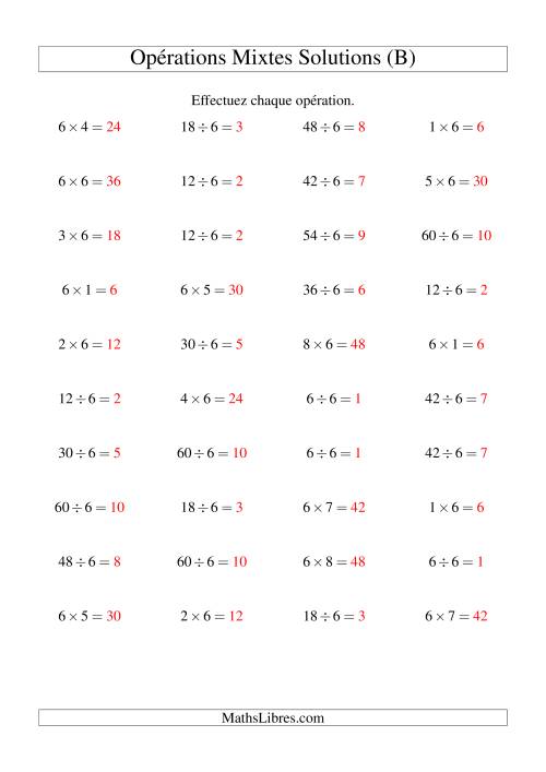 Multiplication et division -- Règles de 6 (variation 1 à 10) (B) page 2