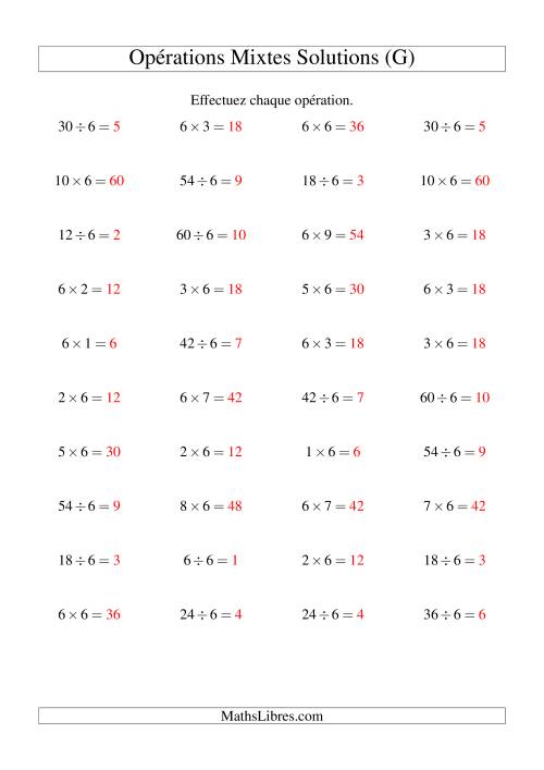 Multiplication et division -- Règles de 6 (variation 1 à 10) (G) page 2