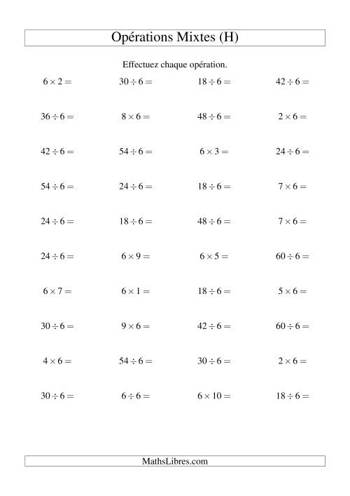 Multiplication et division -- Règles de 6 (variation 1 à 10) (H)