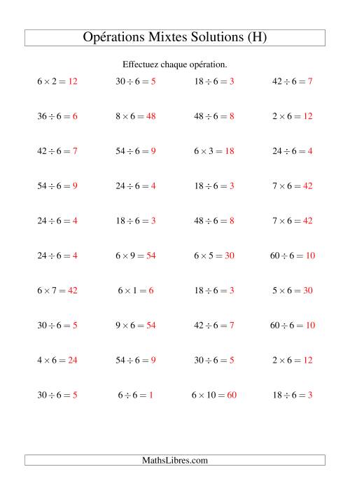 Multiplication et division -- Règles de 6 (variation 1 à 10) (H) page 2