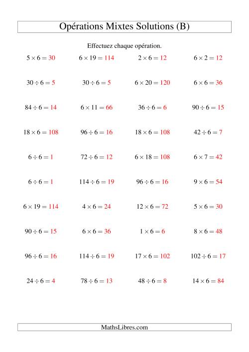 Multiplication et division -- Règles de 6 (variation 1 à 20) (B) page 2