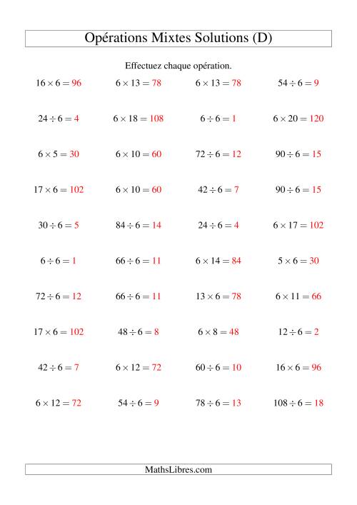 Multiplication et division -- Règles de 6 (variation 1 à 20) (D) page 2
