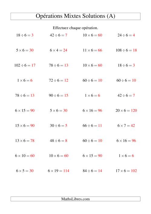 Multiplication et division -- Règles de 6 (variation 1 à 20) (Tout) page 2