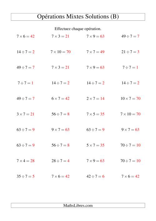 Multiplication et division -- Règles de 7 (variation 1 à 10) (B) page 2