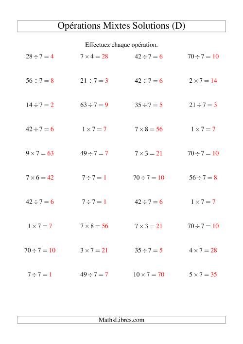 Multiplication et division -- Règles de 7 (variation 1 à 10) (D) page 2
