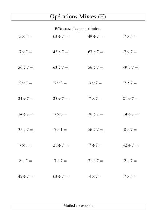 Multiplication et division -- Règles de 7 (variation 1 à 10) (E)