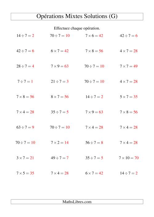 Multiplication et division -- Règles de 7 (variation 1 à 10) (G) page 2