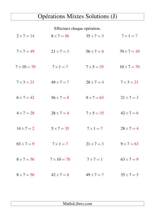 Multiplication et division -- Règles de 7 (variation 1 à 10) (J) page 2