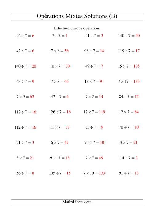 Multiplication et division -- Règles de 7 (variation 1 à 20) (B) page 2