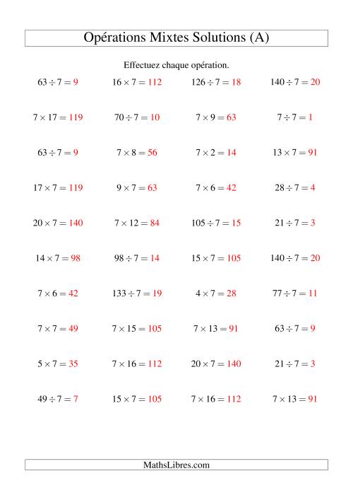 Multiplication et division -- Règles de 7 (variation 1 à 20) (Tout) page 2