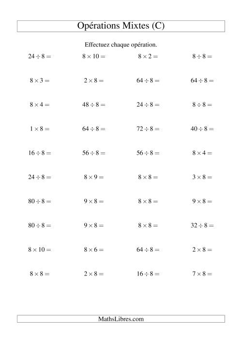 Multiplication et division -- Règles de 8 (variation 1 à 10) (C)
