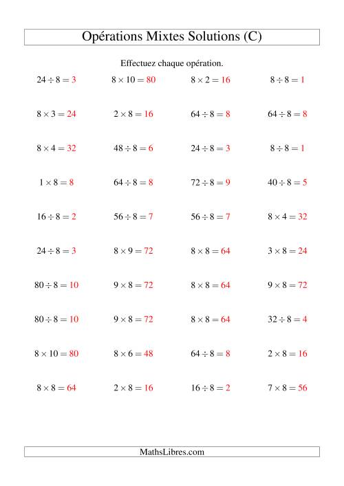 Multiplication et division -- Règles de 8 (variation 1 à 10) (C) page 2